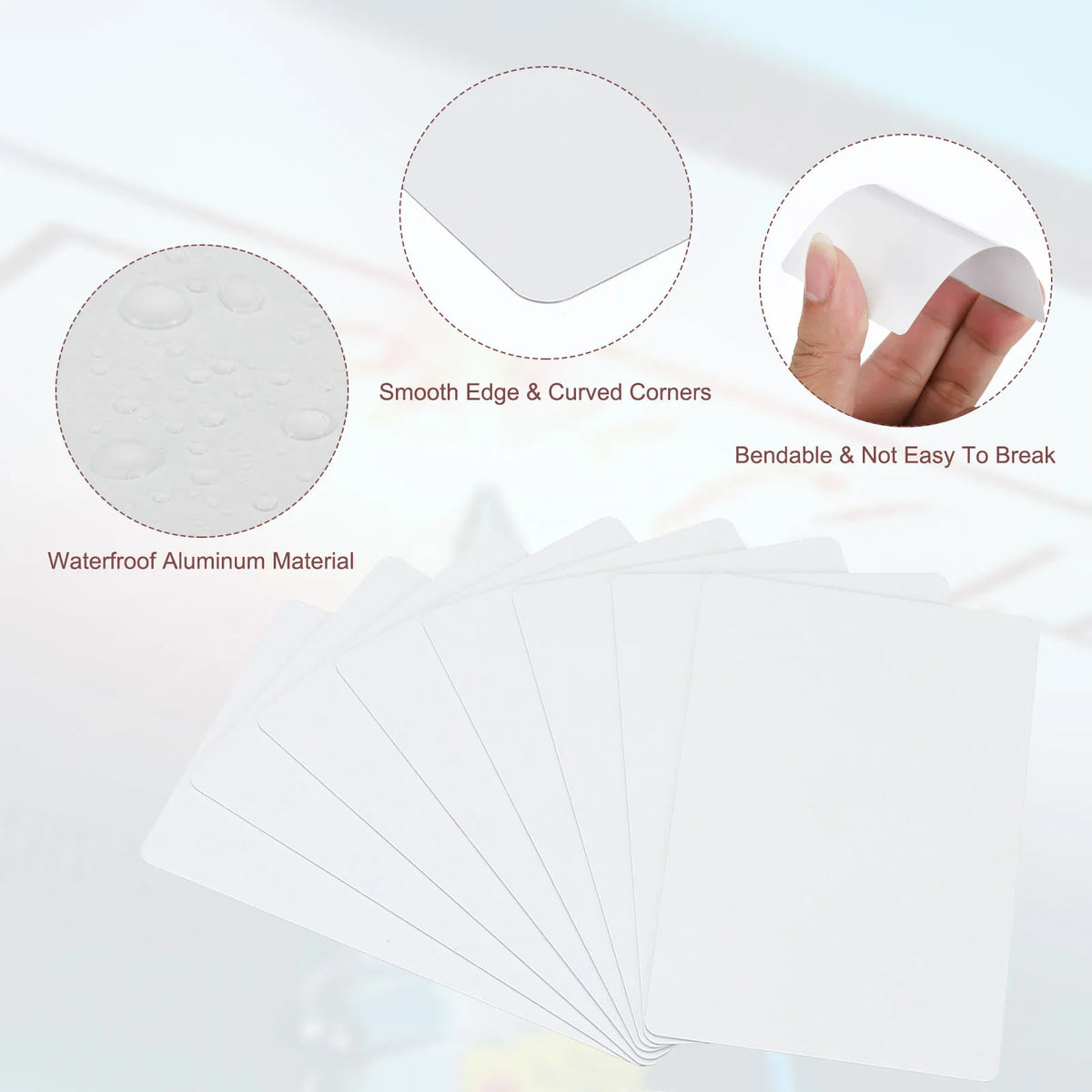 Cartes de visite aluminium vierges sublimation – Blanc ou argent
