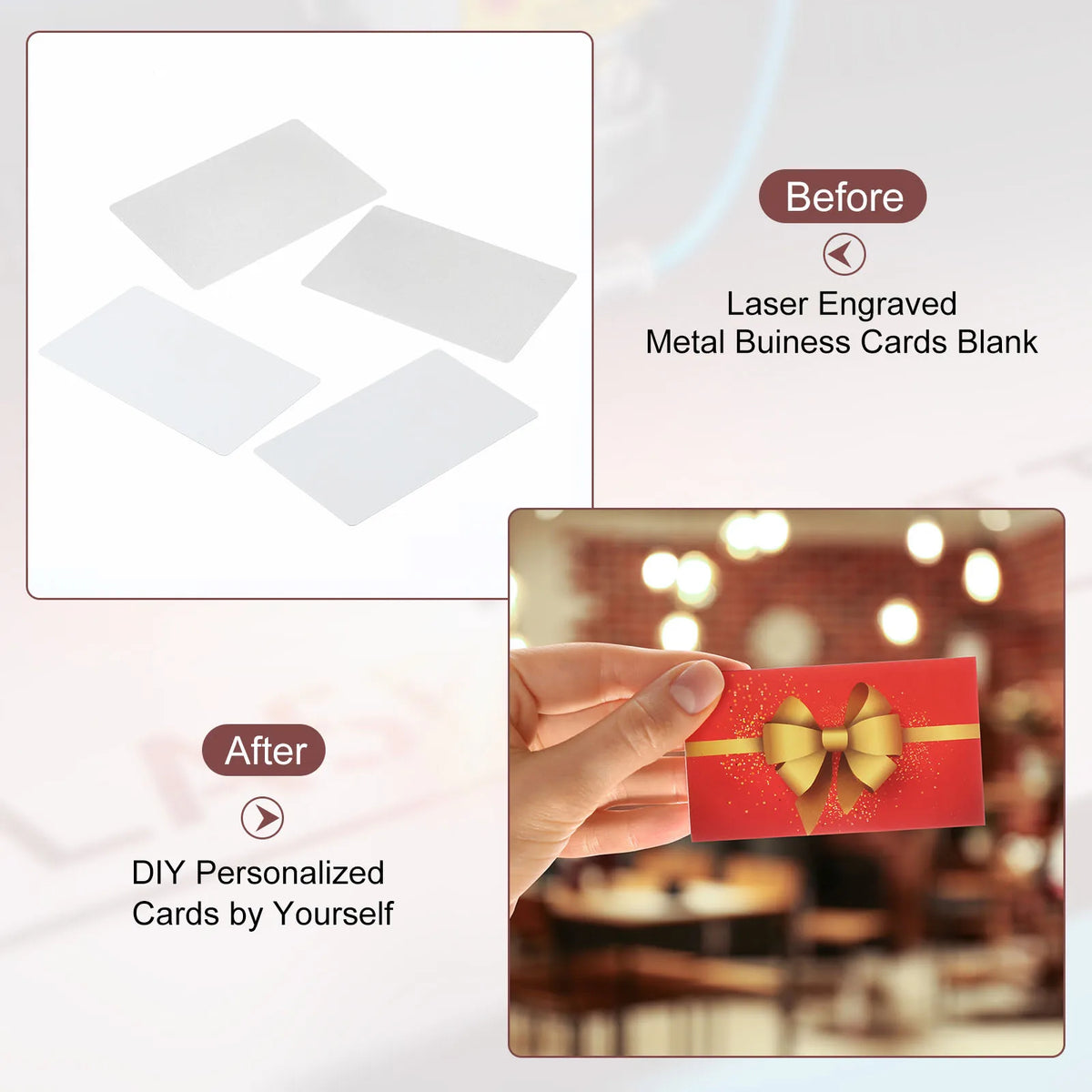 Cartes de visite aluminium vierges sublimation – Blanc ou argent
