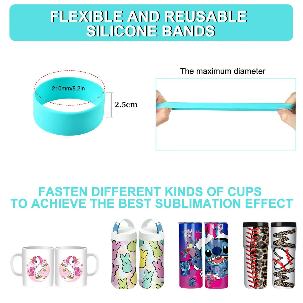 Bandes silicone sublimation pour gobelets – Lot de 8