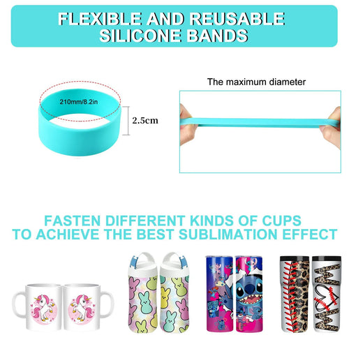 Bandes silicone sublimation pour gobelets – Lot de 8