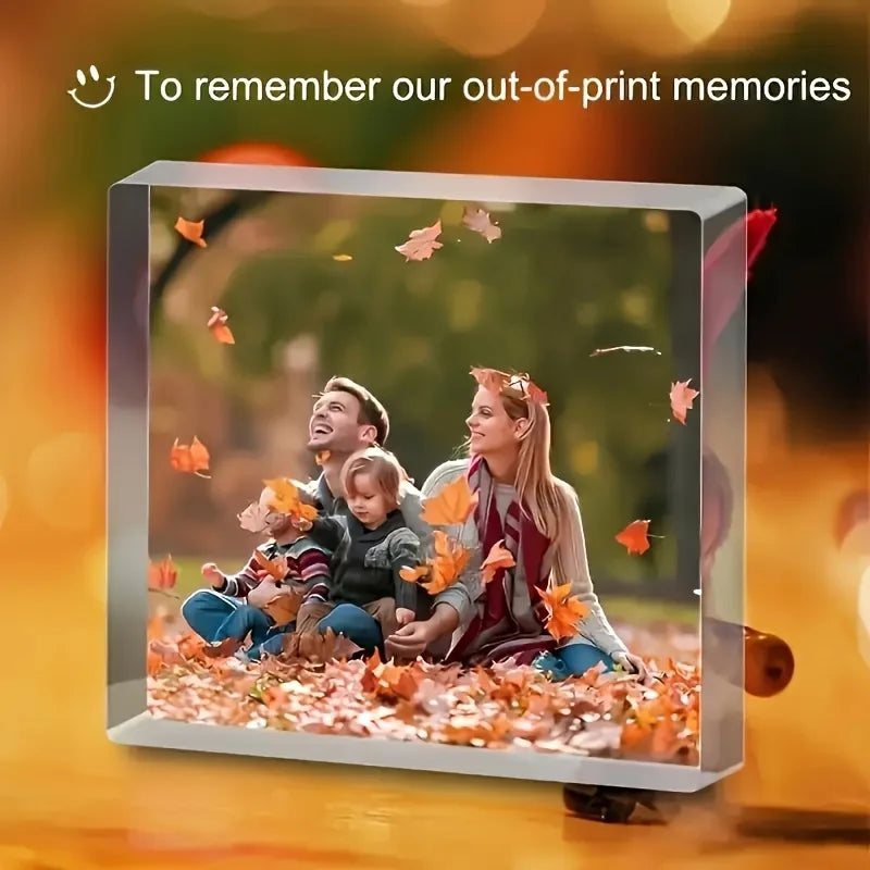 Ornements acrylique 3D personnalisés – Photo et texte – Cadeau famille Noël