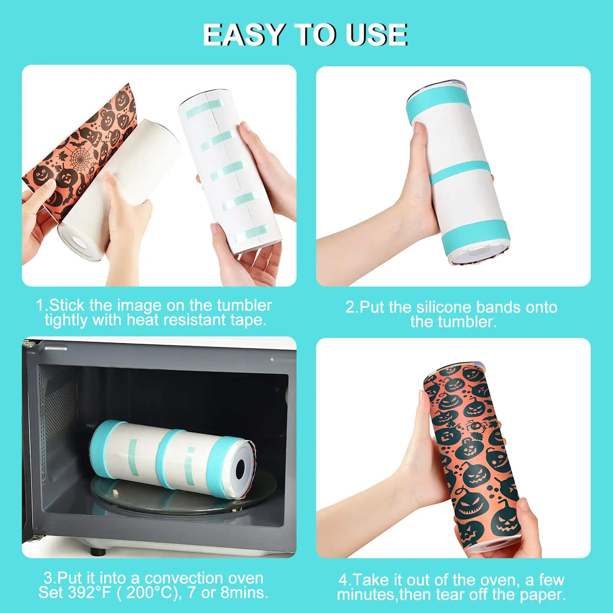 Bandes silicone sublimation pour gobelets – Lot de 8