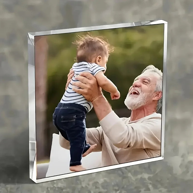 Ornements acrylique 3D personnalisés – Photo et texte – Cadeau famille Noël
