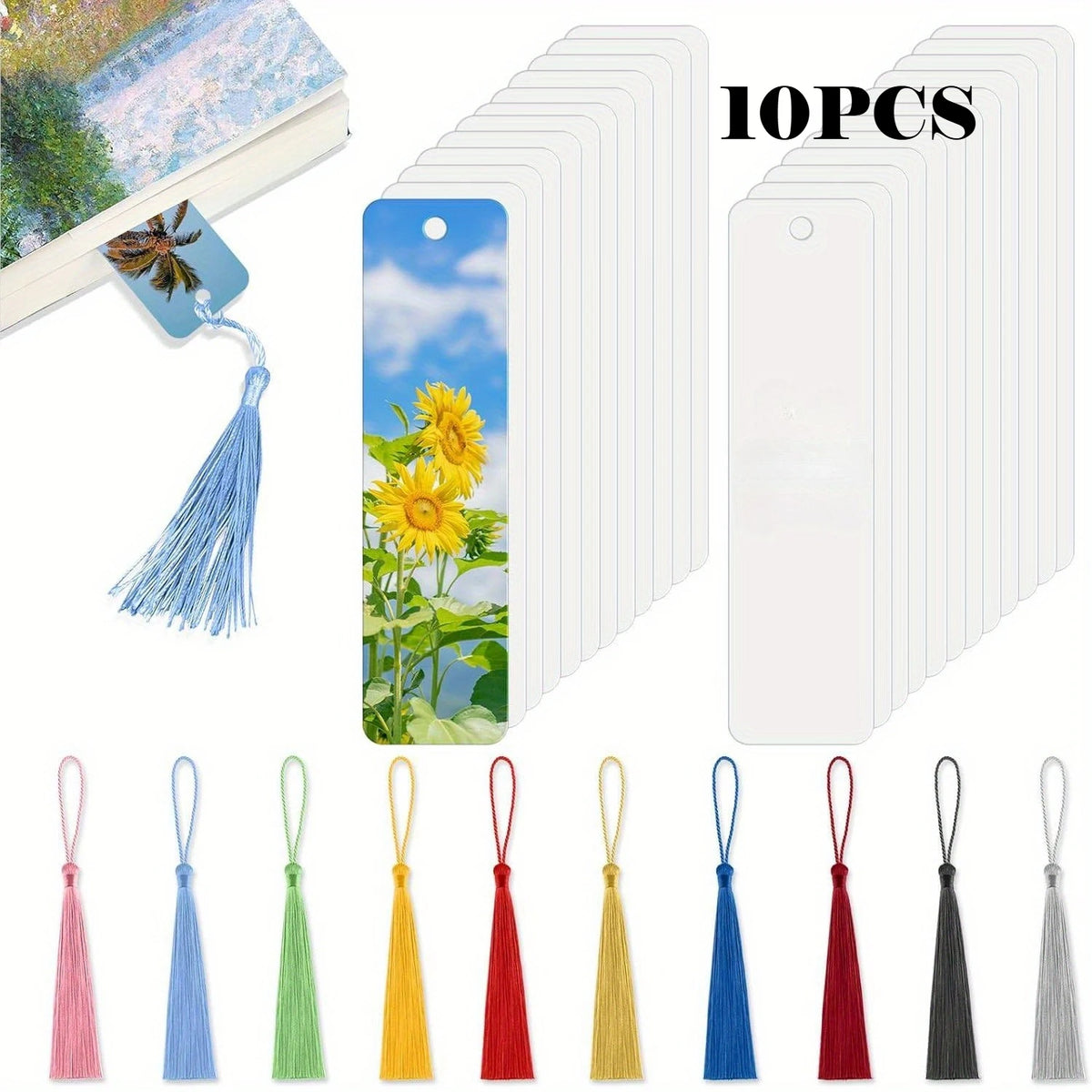 Marque-pages métal sublimation avec pompons – Lot de 10, 20 ou 30