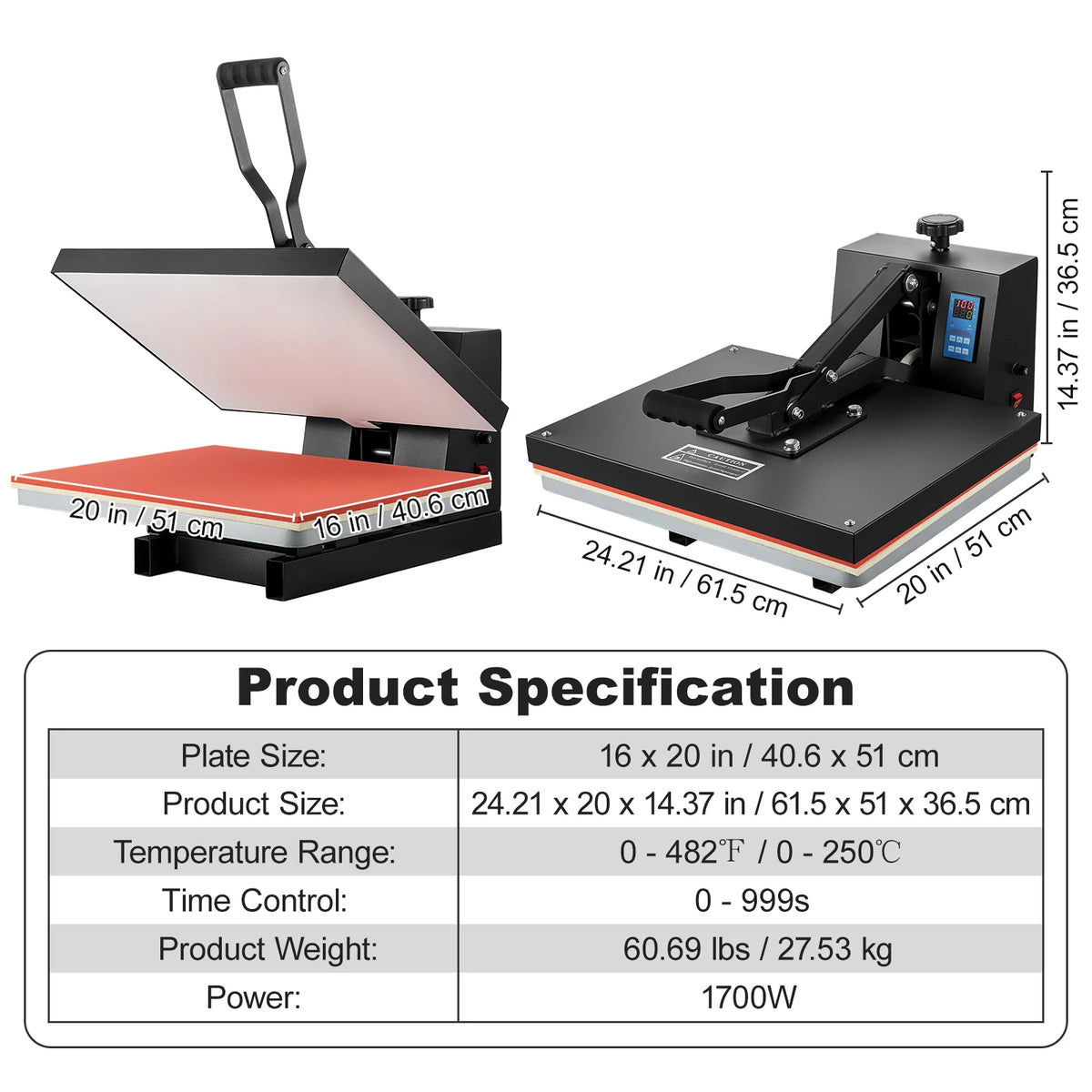 Presse à chaud sublimation 16"x20" – Type portefeuille – DIY