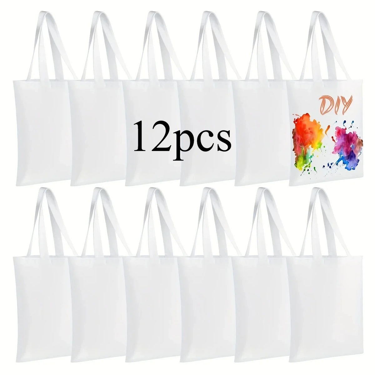 Sac fourre-tout vierge sublimation – Toile réutilisable – Lot de 6