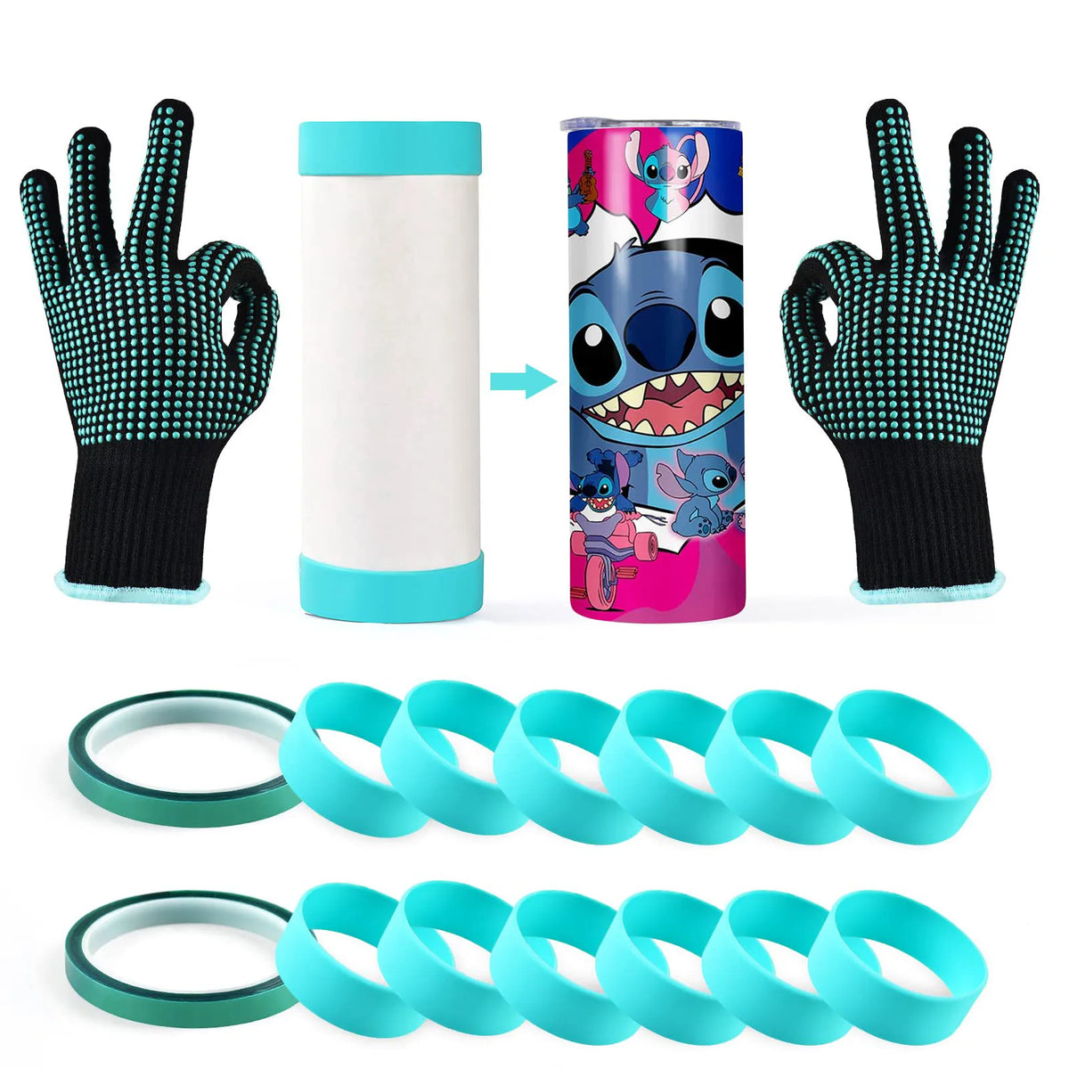 Bandes silicone sublimation pour gobelets – Lot de 8