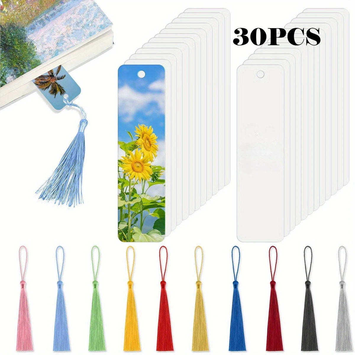 Marque-pages métal sublimation avec pompons – Lot de 10, 20 ou 30
