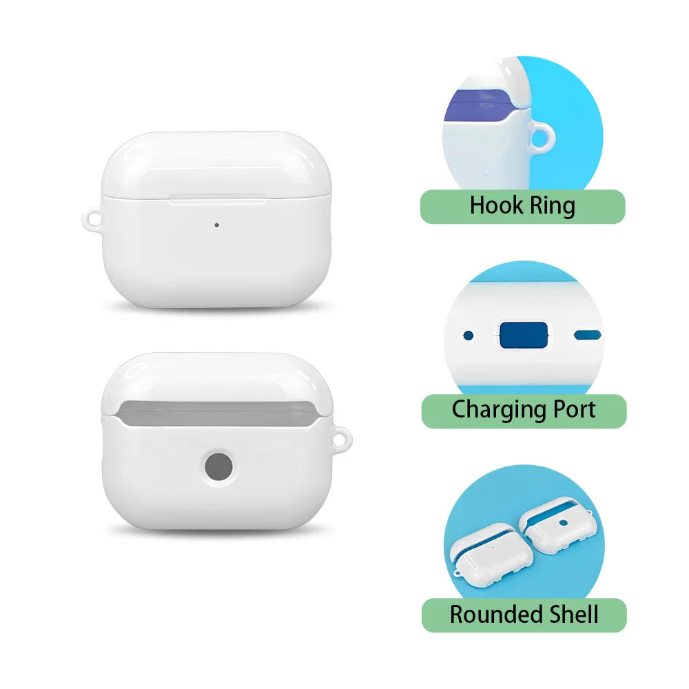 Pack of 10 Fonlyu Blank Hard Polycarbonate Protective Cases with Coating for AirPods Pro and Models 1-4, Designed for 3D Sublimation Printing.
