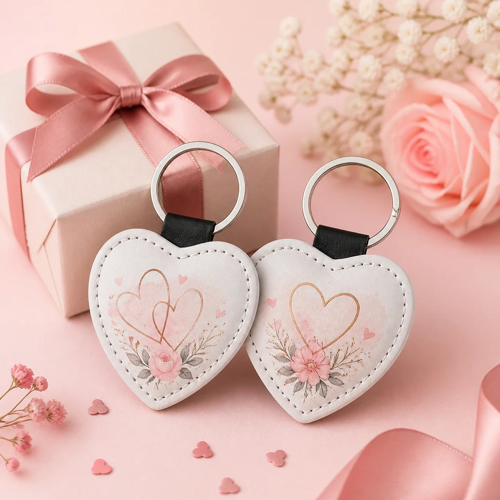 GEKTIMER Sublimation Blanks Keychains (Rectangle/Heart Shape, Grained PU Leather) - Creative Heat Transfer Accessory - Pack of 10