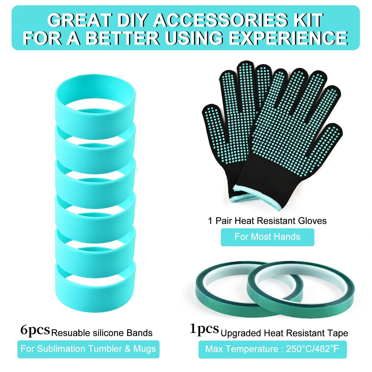 Bandes silicone sublimation pour gobelets – Lot de 8