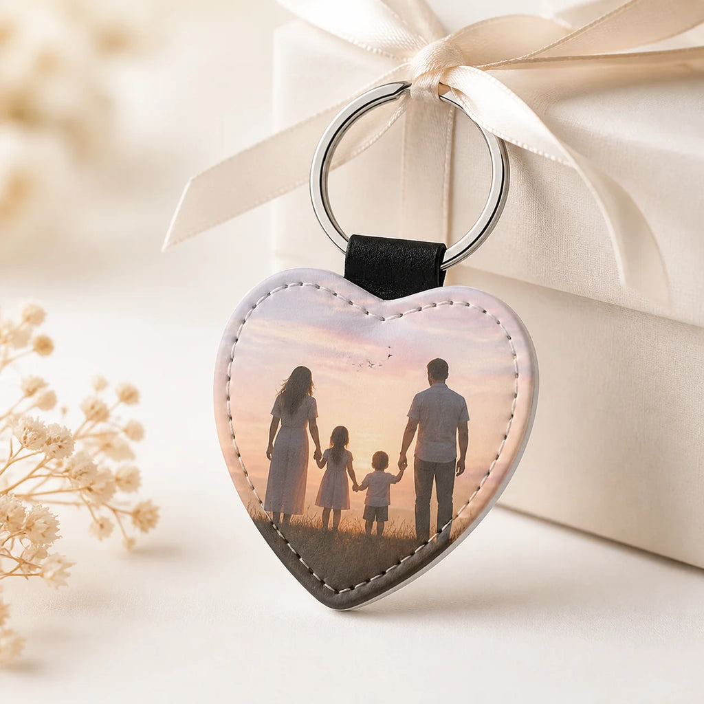 GEKTIMER Sublimation Blanks Keychains (Rectangle/Heart Shape, Grained PU Leather) - Creative Heat Transfer Accessory - Pack of 10