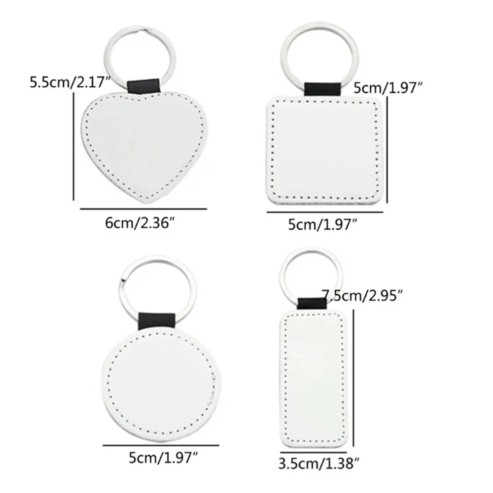 GEKTIMER Sublimation Blanks Keychains (Rectangle/Heart Shape, Grained PU Leather) - Creative Heat Transfer Accessory - Pack of 10