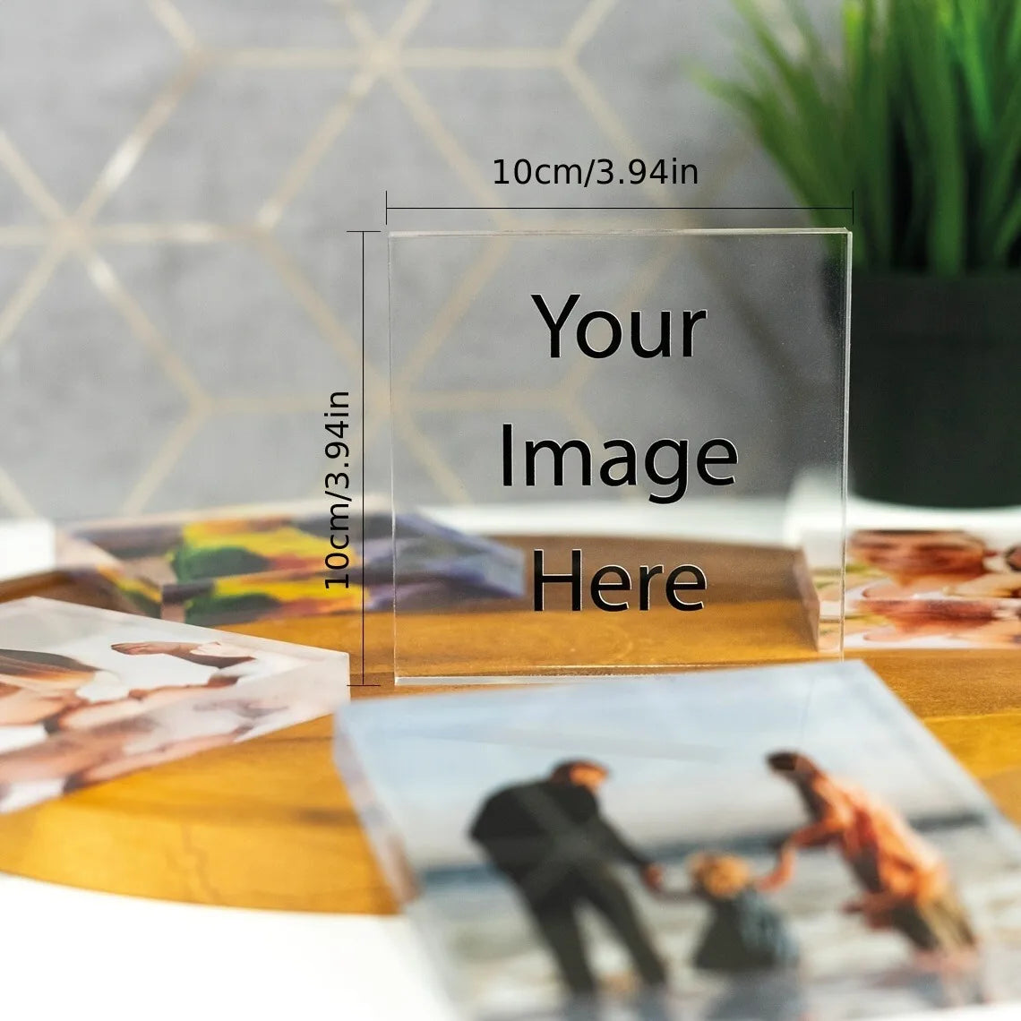Ornements acrylique 3D personnalisés – Photo et texte – Cadeau famille Noël