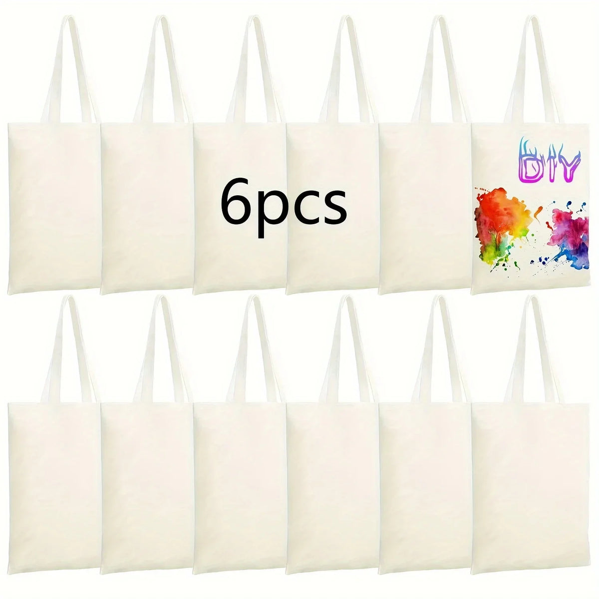 Sac fourre-tout vierge sublimation – Toile réutilisable – Lot de 6