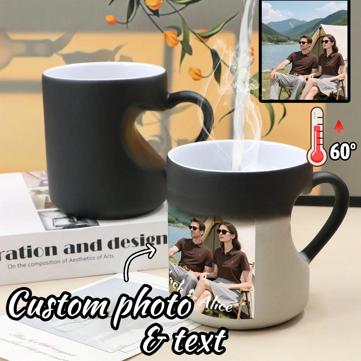 Mug thermosensible personnalisable – Photo et texte – Cadeau original