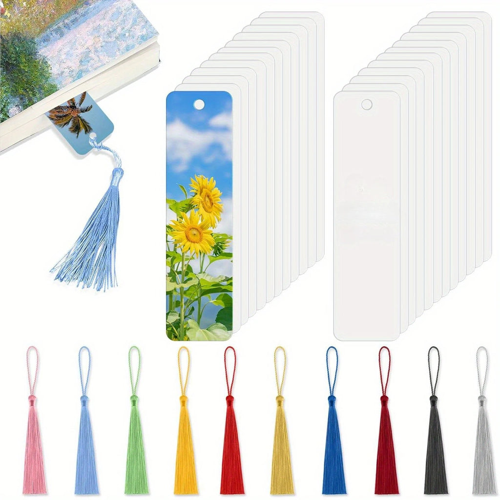 Pack of 10, 20 or 30 Metal Sublimation Bookmarks with Tassels - Blank Transfer Blanks, Personalized Gifts, Reading Accessories