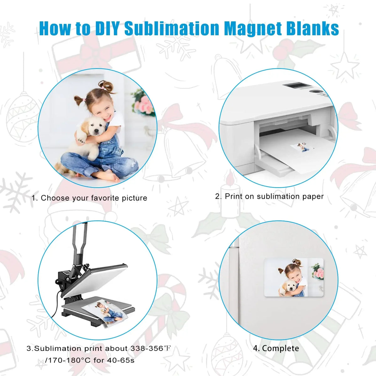 Aimant réfrigérateur vierge sublimation – Décoration – Lot de 10