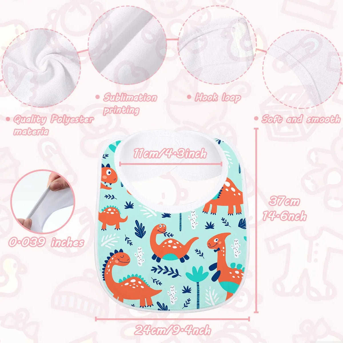 Bavoir bébé blanc vierge sublimation – Lavable – Lot de 5