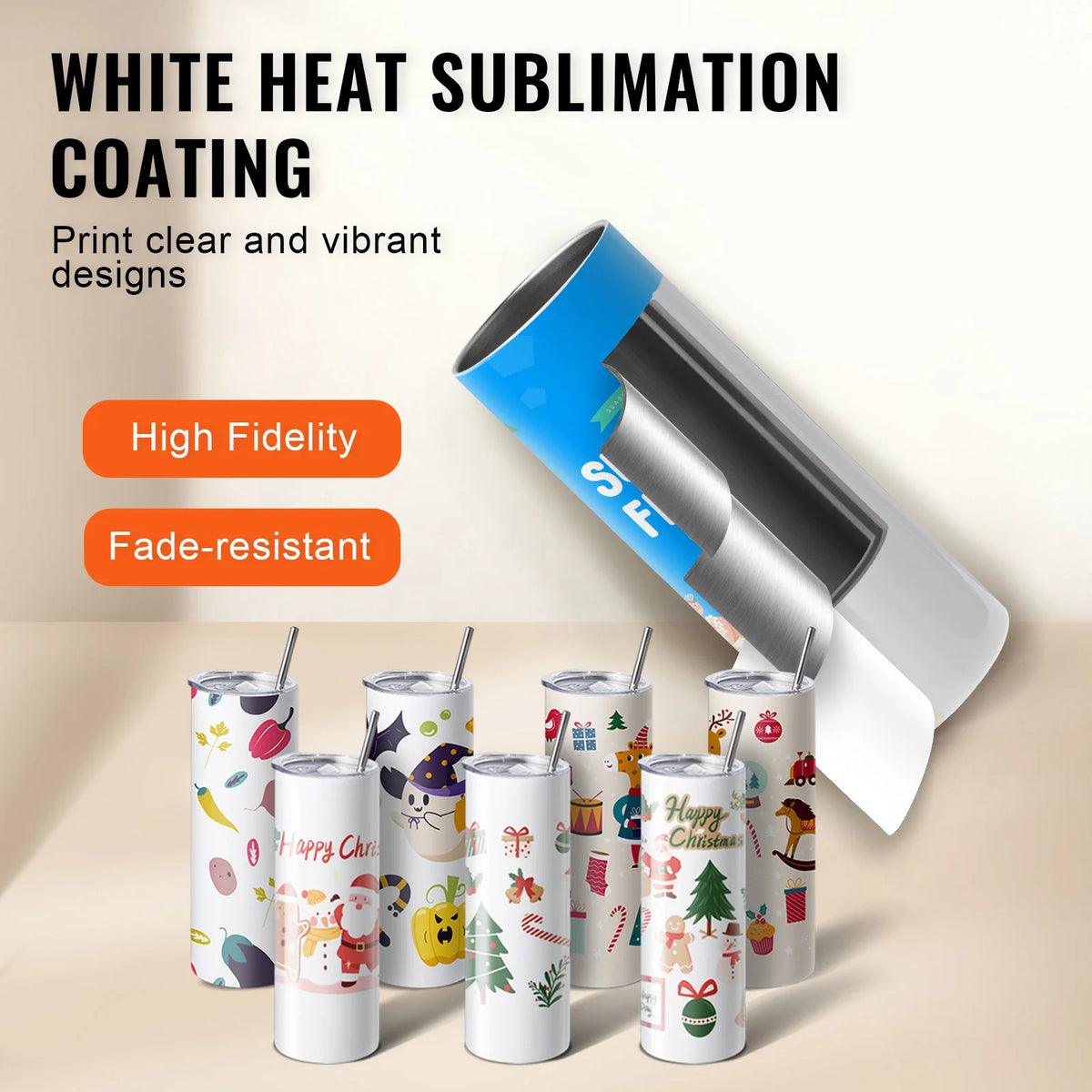 Gobelet inox double paroi vierge sublimation – Lot de 8 à 50
