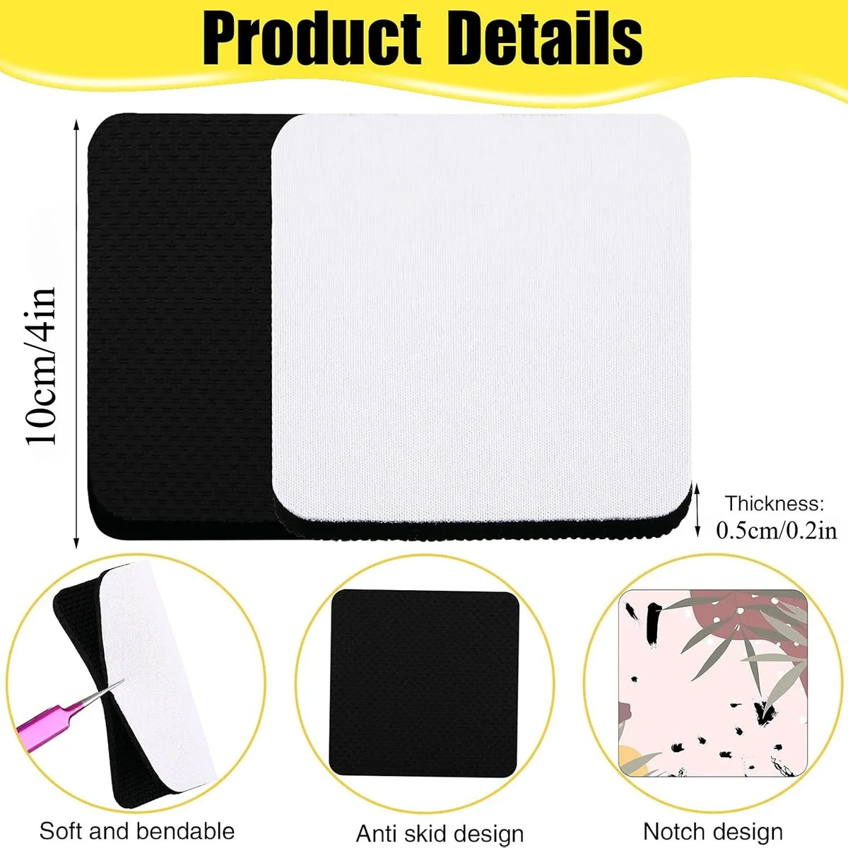 Sous-verres vierges sublimation 10x10 cm – Lot de 10 ou 30
