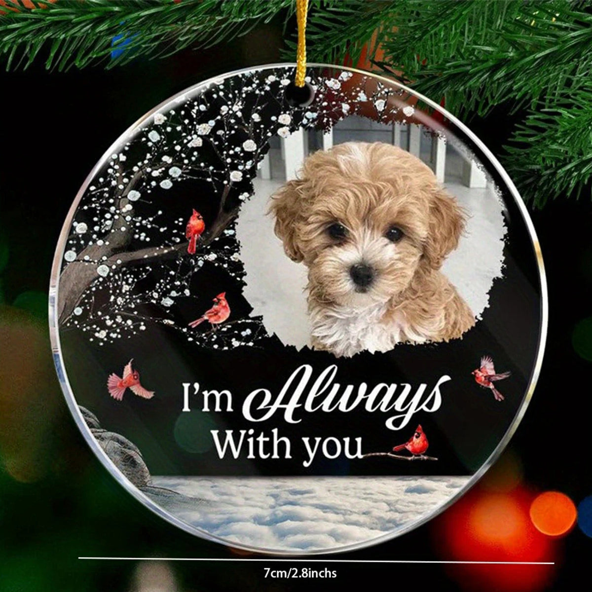Ornement commémoratif personnalisé animal – Photo – Décoration sapin Noël
