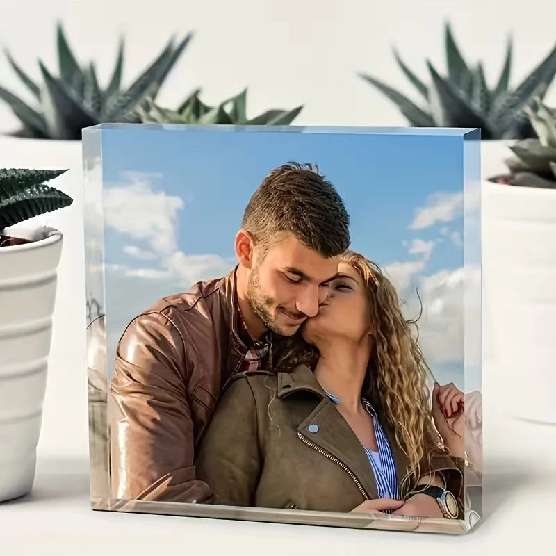 Ornements acrylique 3D personnalisés – Photo et texte – Cadeau famille Noël