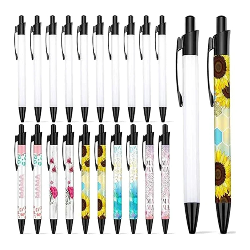 Stylos à bille vierges sublimation avec film thermoretractable – Lot de 10
