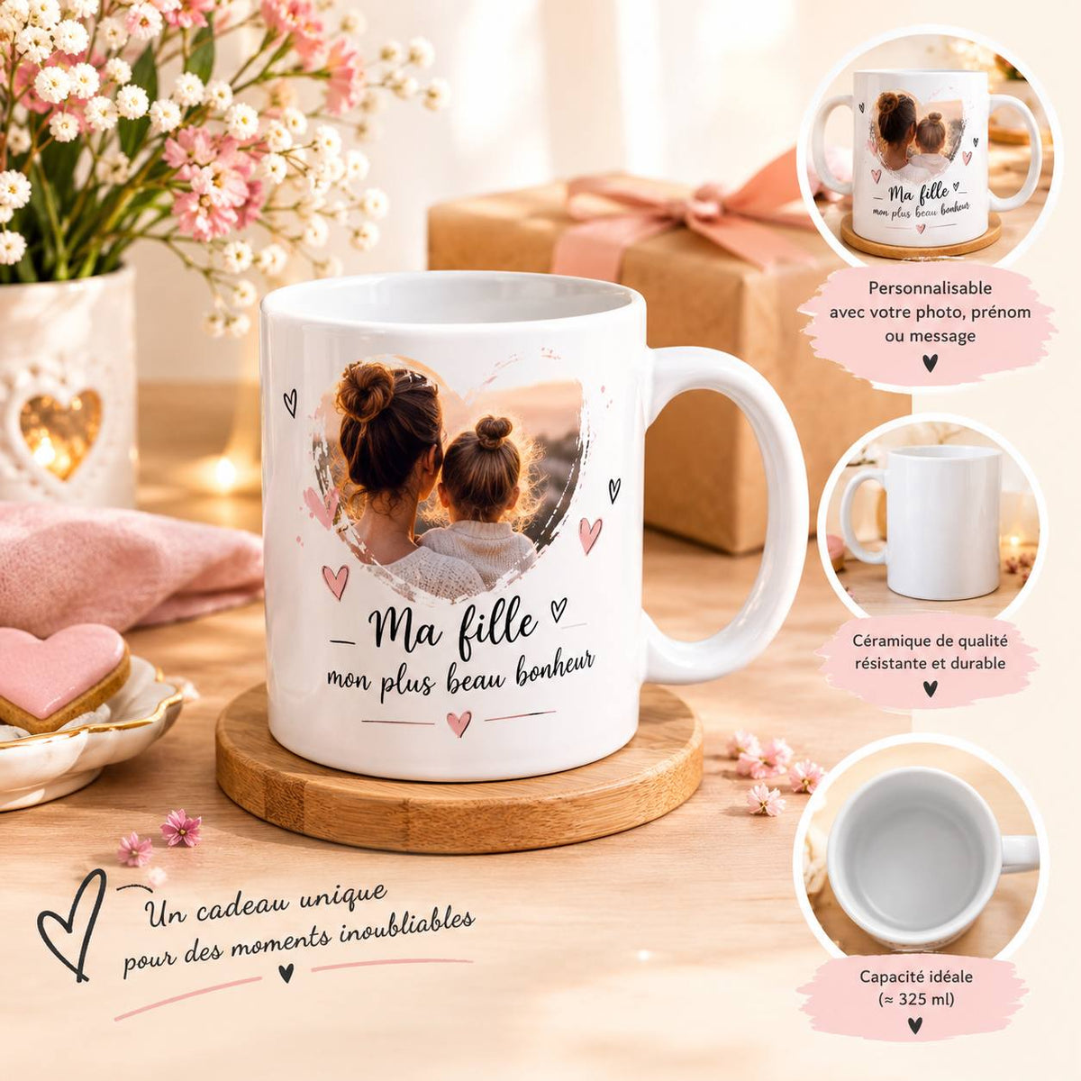 Mug personnalisé – Photo ou texte – Cadeau original